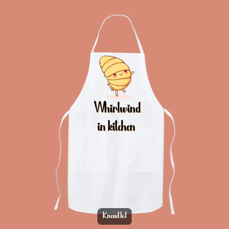 Funny Croissant Apron: Cartwheeling Chef Character, Kitchen Fun Gift