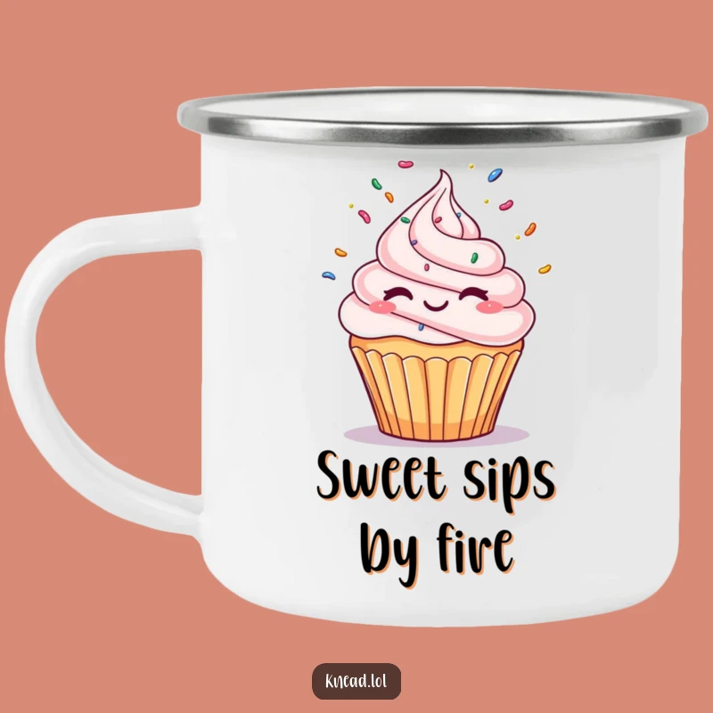 Funny Winking Cupcake Camping Mug: Juggling Treat, Perfect Humorous Adventure Gift