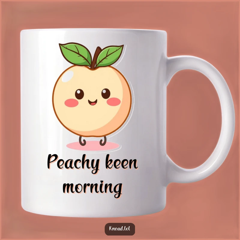 Funny Peach Bounce Mug: Happy Fruit Action, Perfect Whimsical Gag Gift!