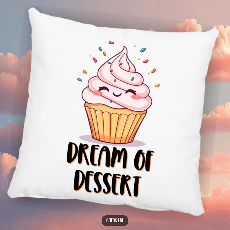 Funny Winking Cupcake Pillow showcasing a cupcake character winking and juggling sprinkles, offering soft comfort and humorous dessert charm.