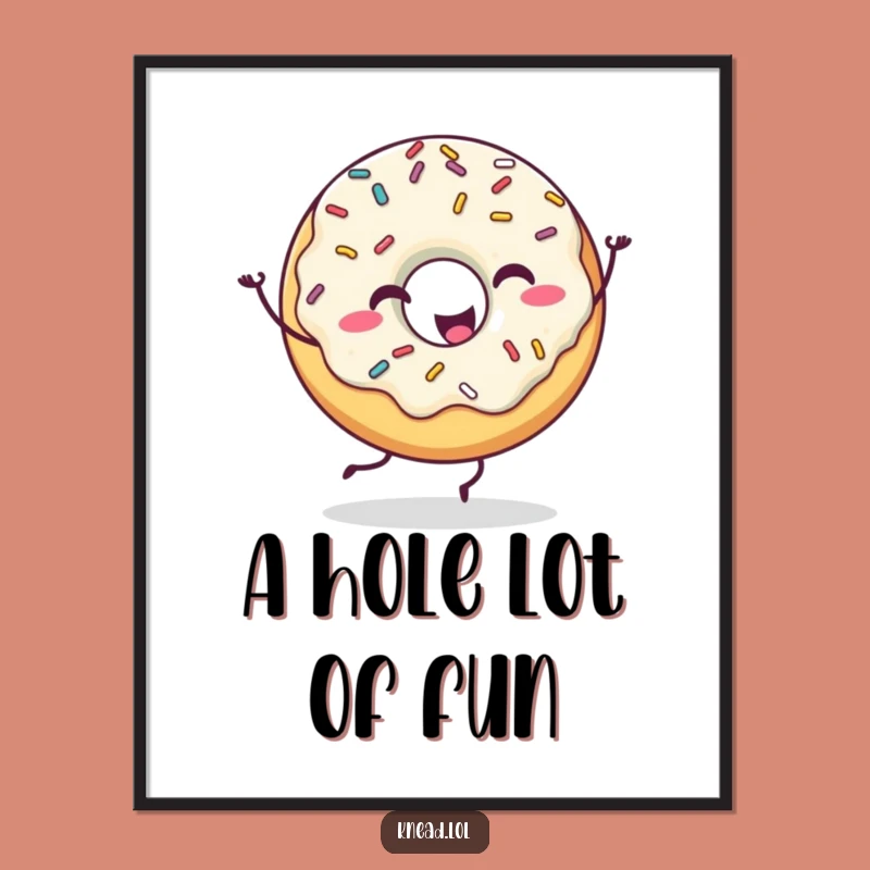 Funny Happy Donut Digital Art: Dancing Dessert Character, Perfect Humorous Decor