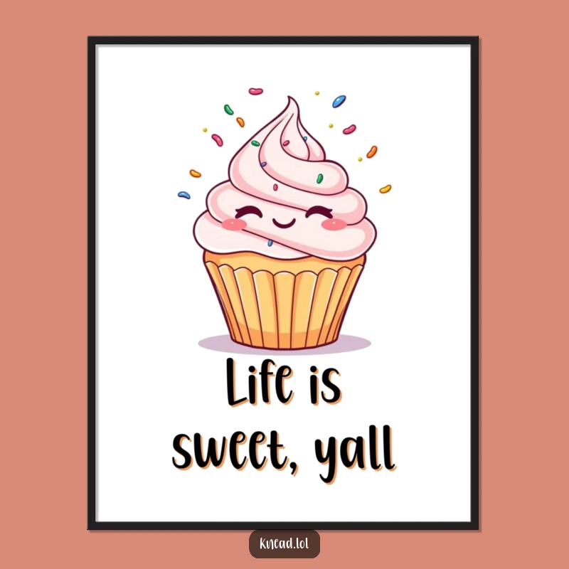 Funny Winking Cupcake Poster: Juggling Sprinkles Art, Perfect Humorous Wall Decor Gift