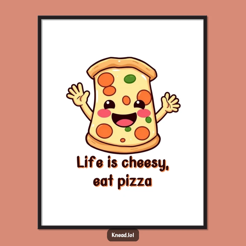 Funny Free Printable Pizza Wall Art: Energetic Foodie Character for Kitchen Decor