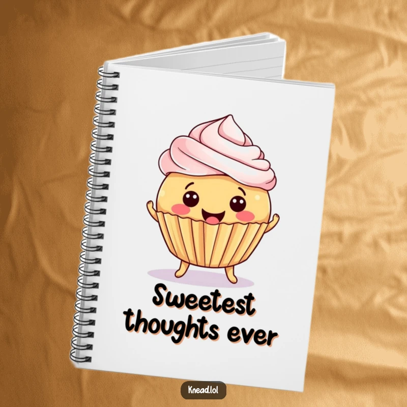 Funny Cupcake Jiggle Notebook featuring a smiling, round cupcake jiggling with delight, ideal for note-taking with a sweet and humorous twist.