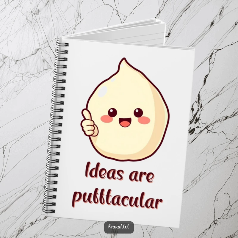Funny Puffy Pastry Notebook with a cheerful pastry character giving a thumbs up, perfect for humorous note-taking and creative journaling.