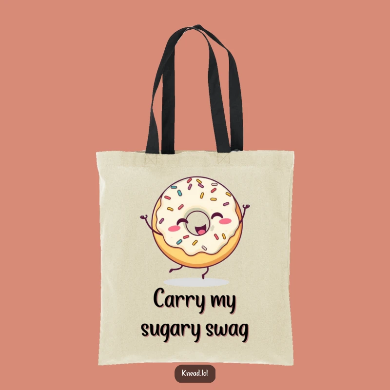 Funny Happy Donut Tote Bag: Dancing Sprinkles Design, Practical Humorous Accessory