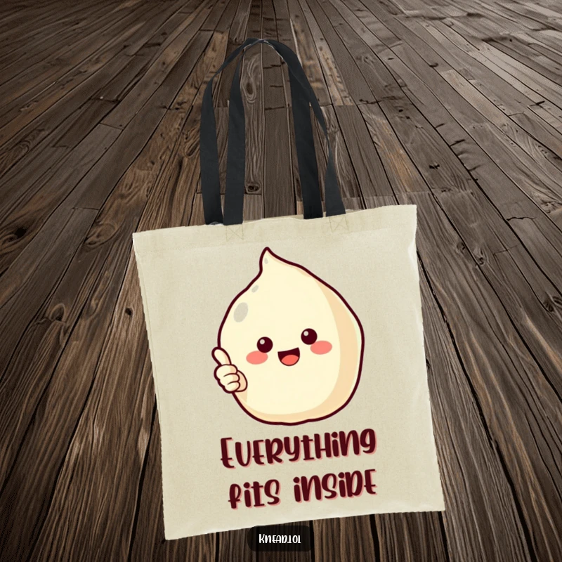 Funny Puffy Pastry Tote Bag with a cheerful pastry giving a thumbs up, a practical accessory that radiates baked goodness and humor.